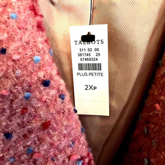 NWT Talbots Pink Confetti Plaid Coat 2XP Wool Blend Plus Petite New Preppy - Picture 3 of 14